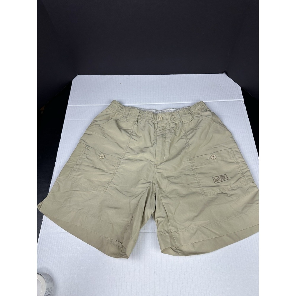 AFTCO Original Fishing Shorts Mens 34 Long Khaki Cargo Swim M01L 8" Inseam